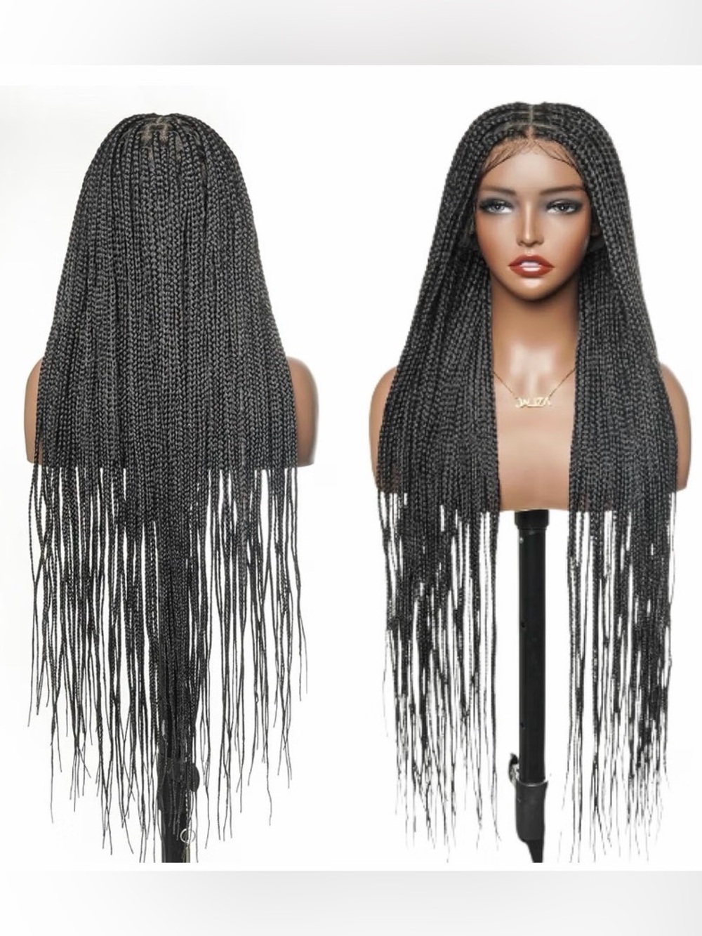36” Synthetic Black Box Braid Wig Full Lace Cap #016